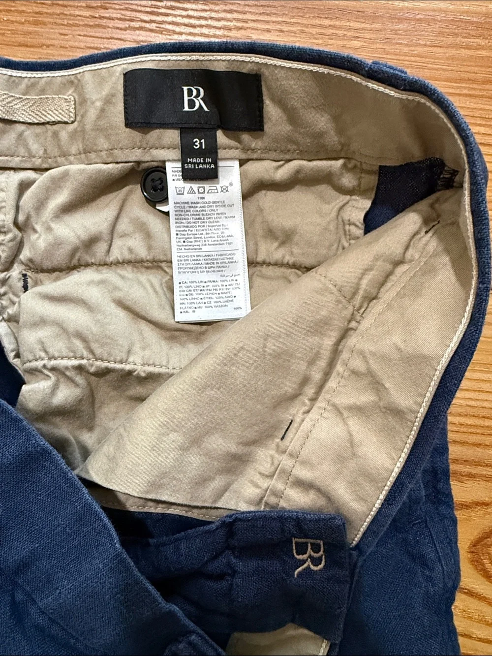 Banana Republic Navy Flat-Front Linen Chino Shorts